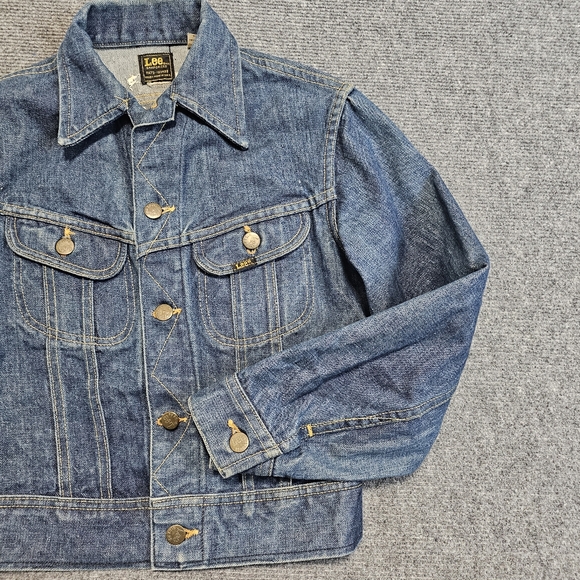 VTG 70s Lee Riders Blue Denim Jean Jacket Womens Cropped S USA RARE Sanforized - Picture 4 of 14
